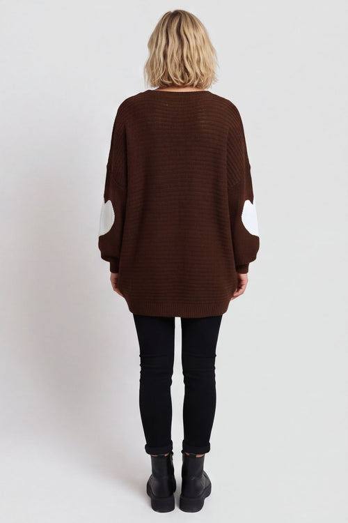 Magdalena Heart Sleeve Knitted Jumper Cocoa – image 5 of 6
