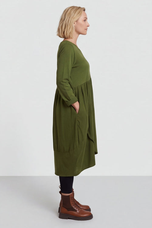 Regana Cotton Dress Olive – image 4 of 5