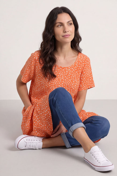 Rosalind Ditsy Cotton Dress Orange – image 3 of 4