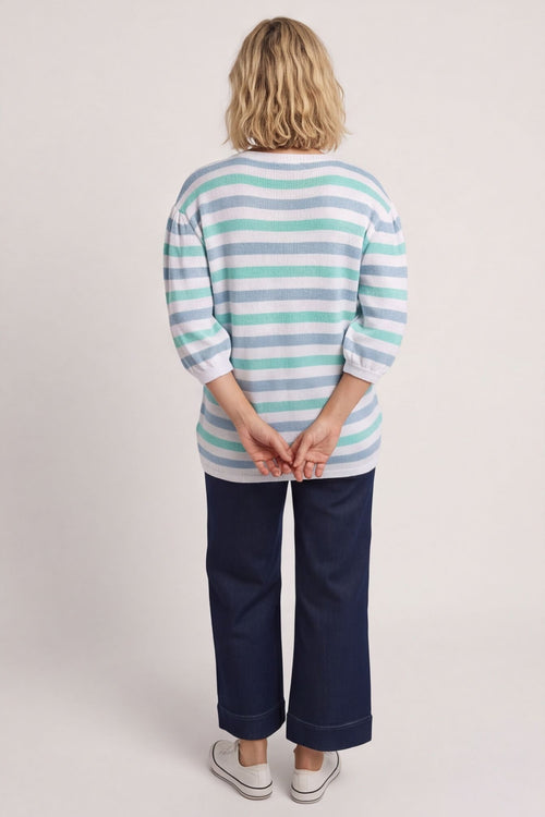 Gladys Stripe Knit Cotton Top Blue – image 5 of 6