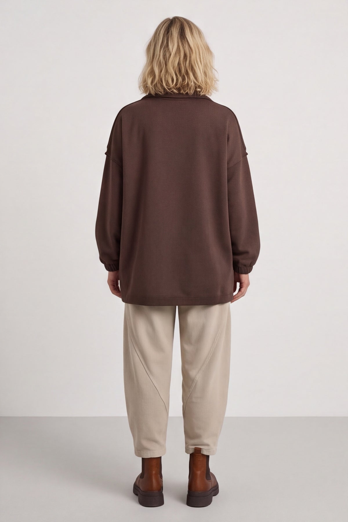 Sybil Button Cotton Sweatshirt Cocoa – image 5 of 6