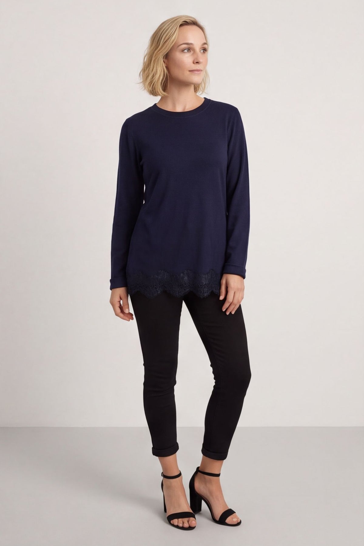 Chantelle Lace Detail Top Navy – image 4 of 5