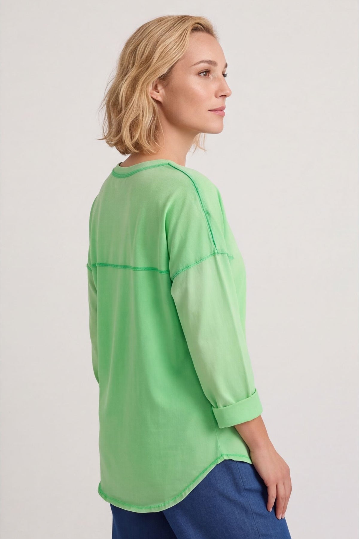 Amelie Washed Pocket Cotton Top Green – image 3 of 4