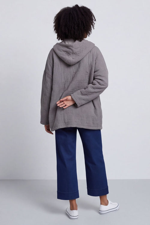 Colleen Cotton Zip Hooded Jacket Mocha – image 4 of 5