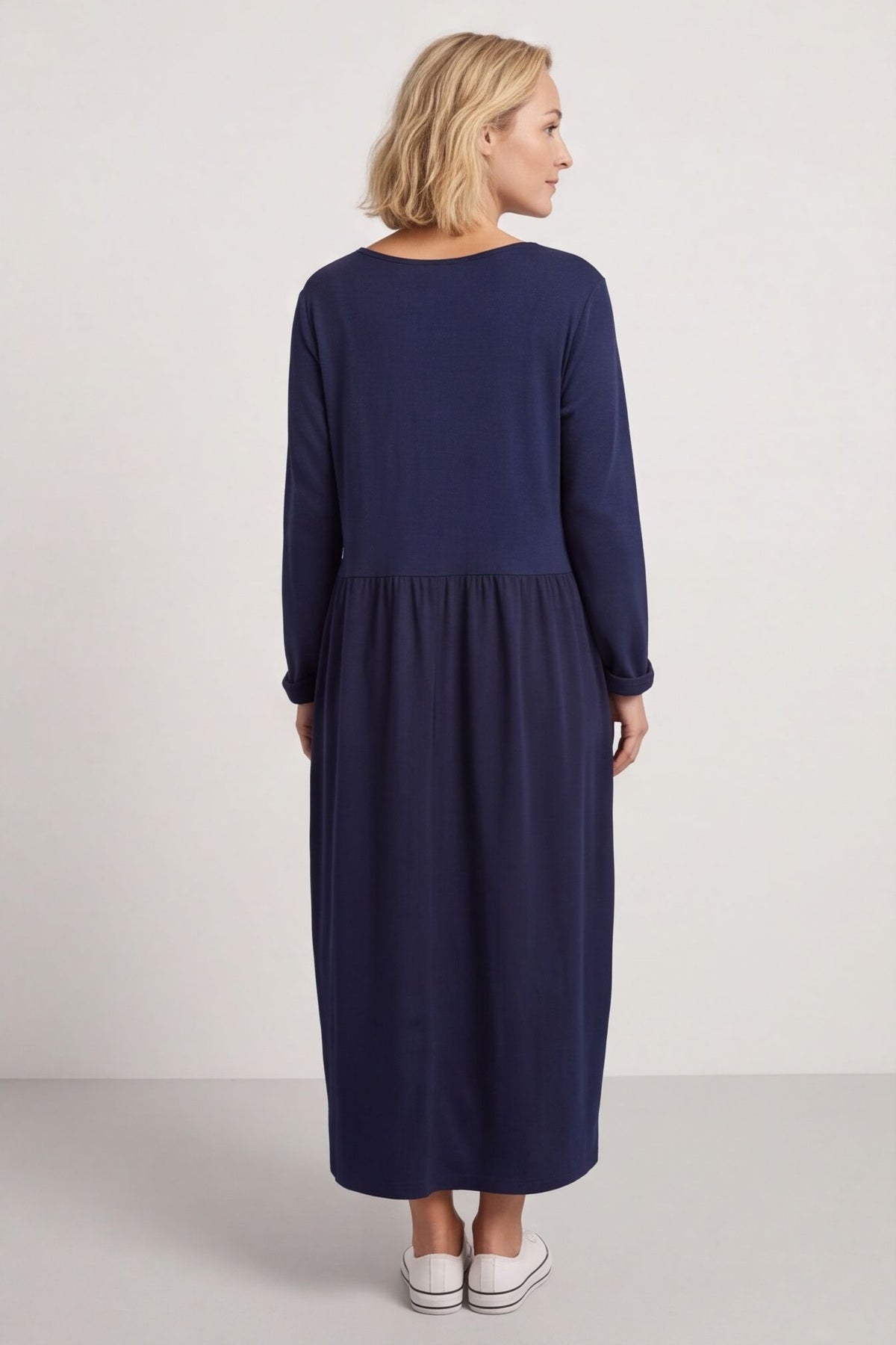 Tina Ribbed Detail Cotton Dress Navy – image 5 of 6