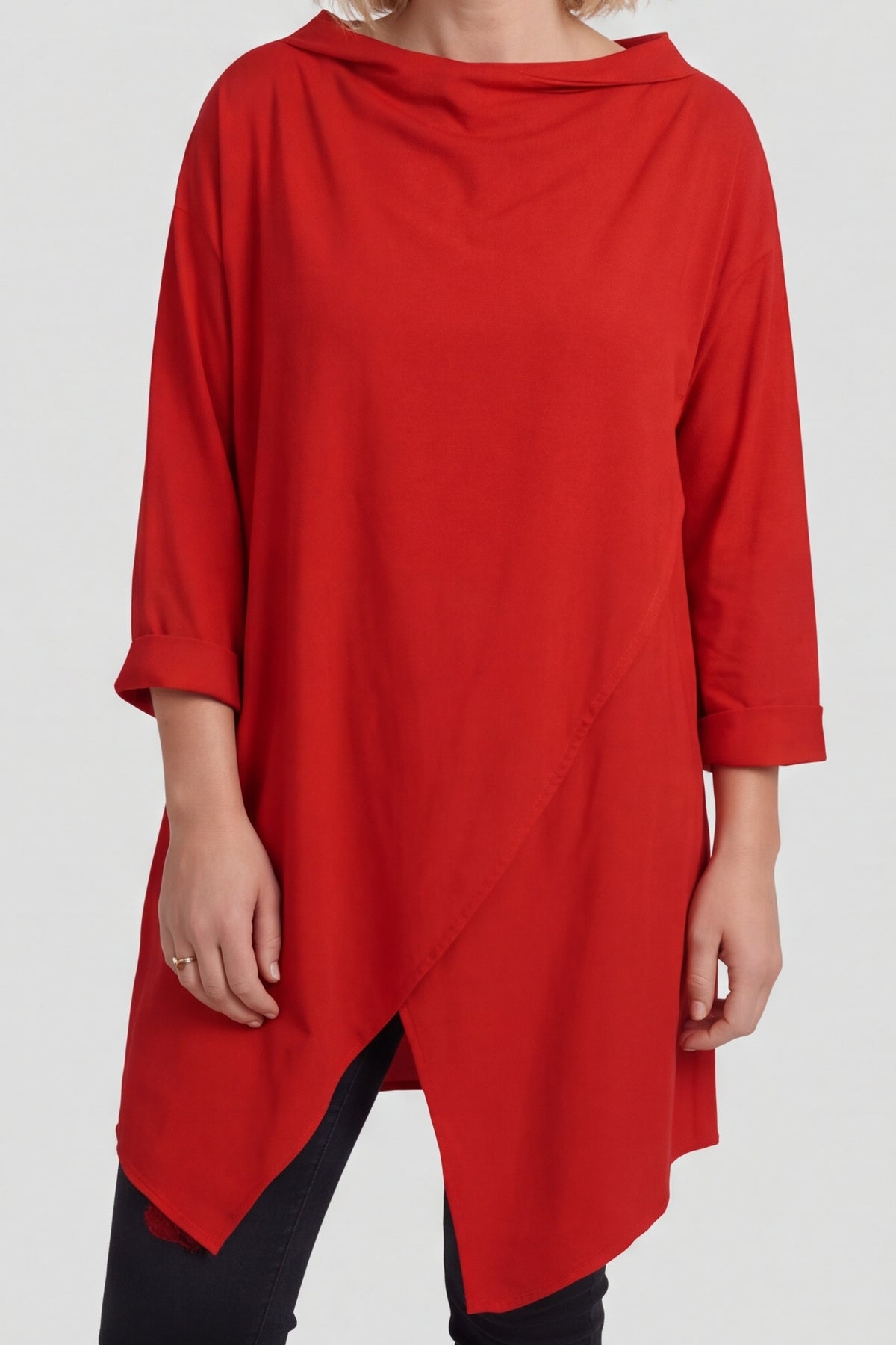 Nelle Cowl Cotton Top Red – image 4 of 5