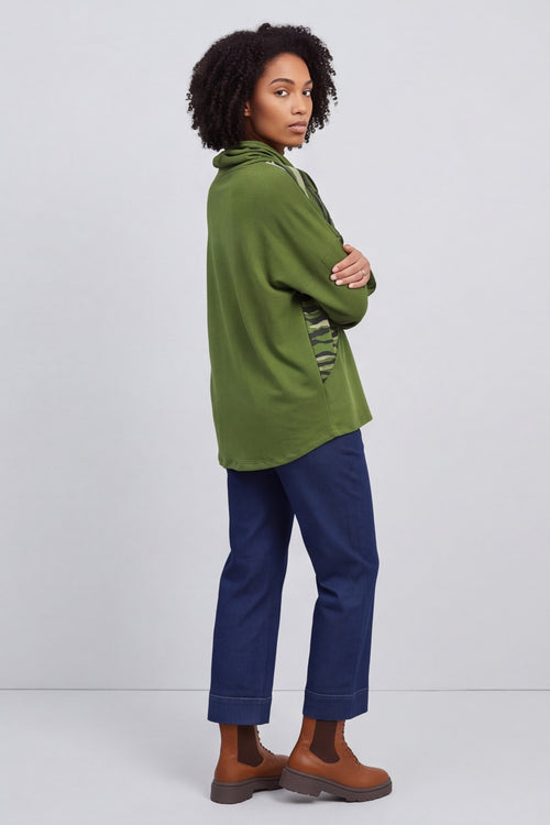 Lydia Cowl Print Cotton Top Olive – image 5 of 6