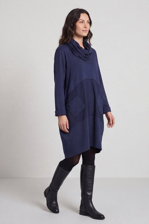 Rizo Snood Cotton Dress Navy – image 5 of 6