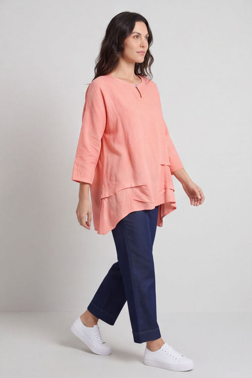 Loriella Keyhole Linen Top Orange – image 4 of 5