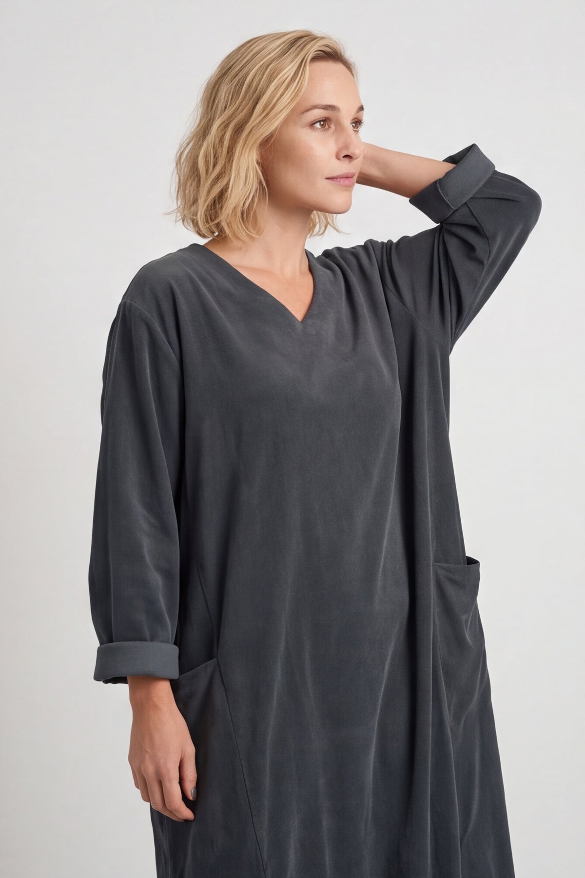 Cerys Cord Pocket Dress Charcoal – image 5 of 6