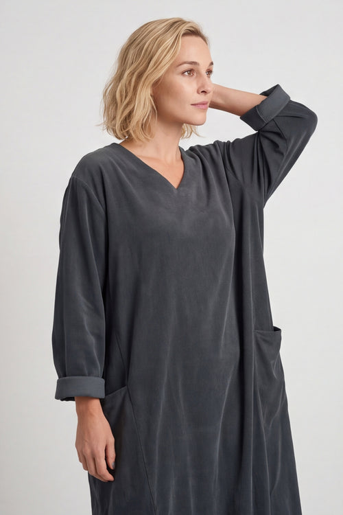 Cerys Cord Pocket Dress Charcoal – image 5 of 6