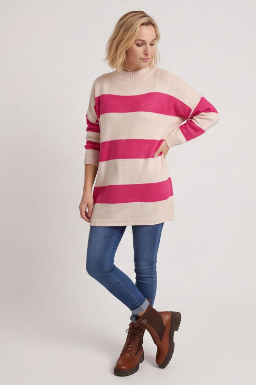 Doria Stripe Knitted Jumper Pink – image 4 of 5