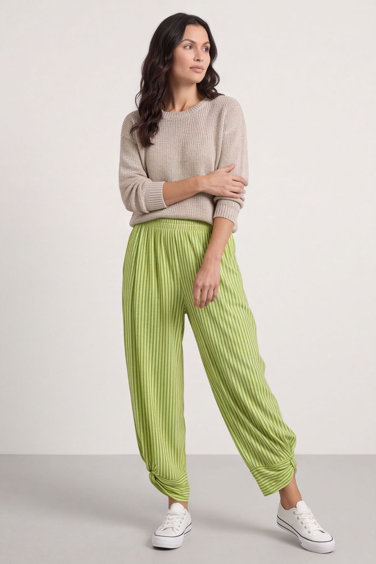 Jacinda Stripe Cotton Trousers Olive – image 5 of 6