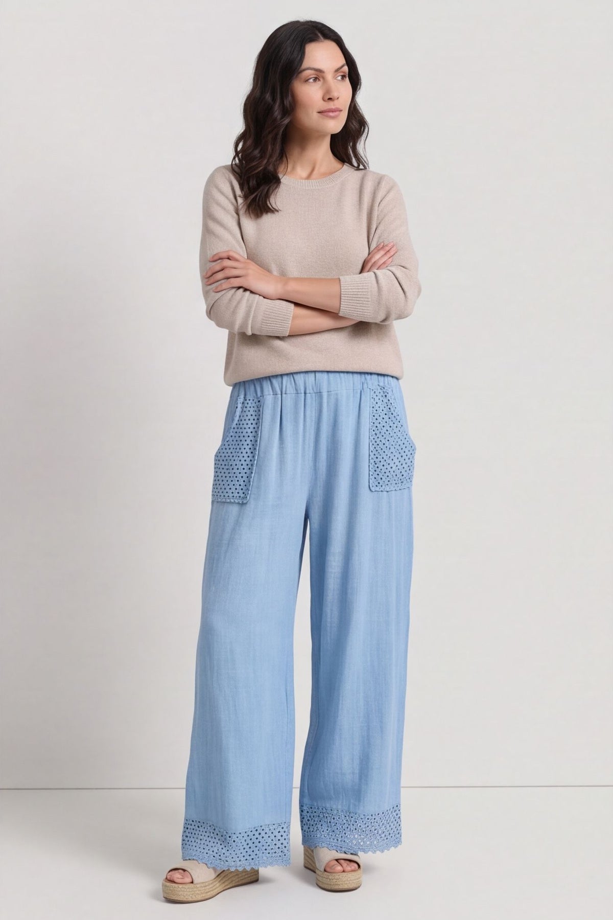Elana Cotton Trousers Powder Blue – image 5 of 6