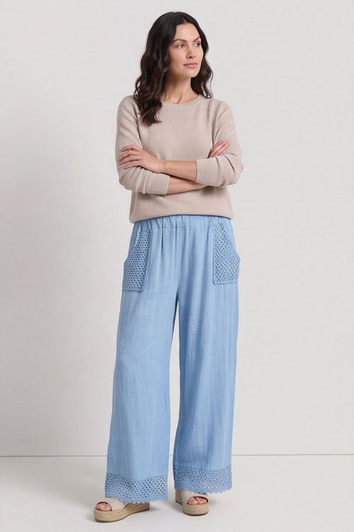 Elana Cotton Trousers Powder Blue – image 5 of 6