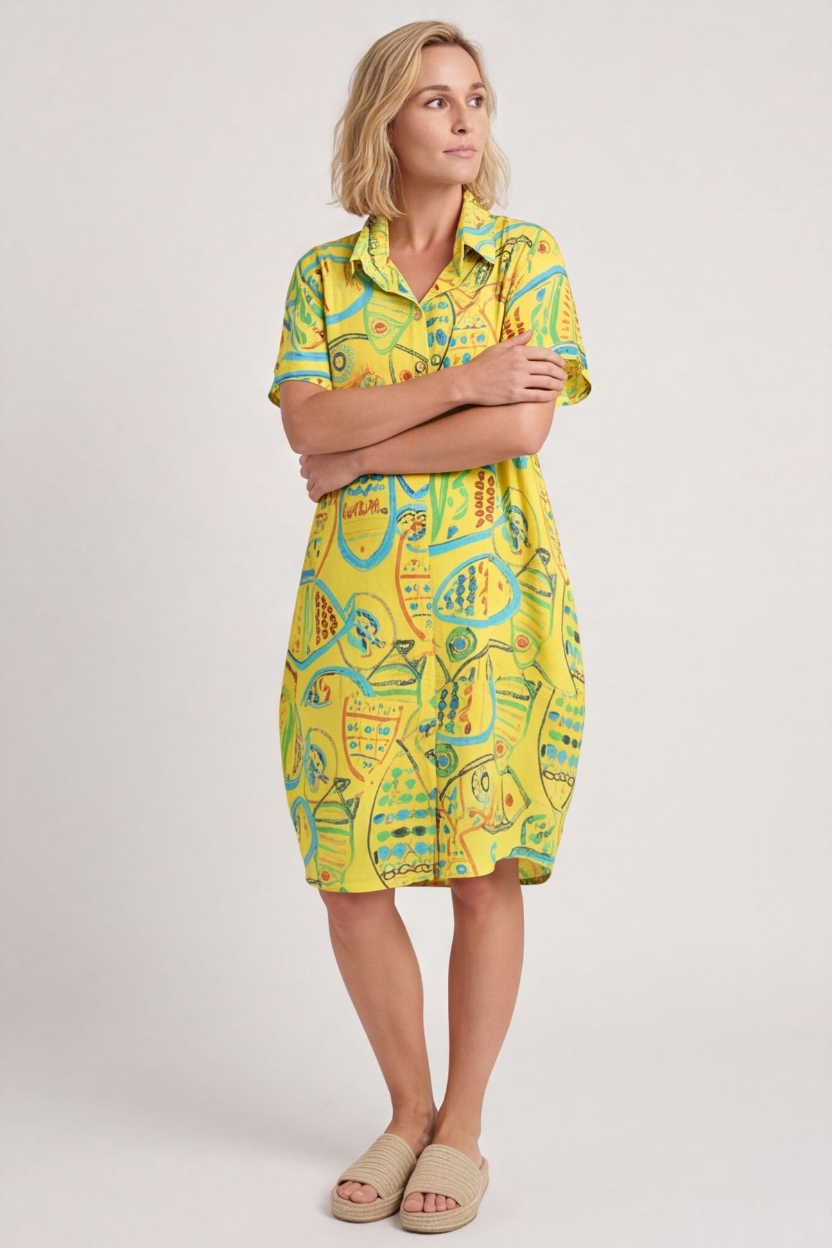 Naida Print Button Tunic Yellow – image 4 of 4