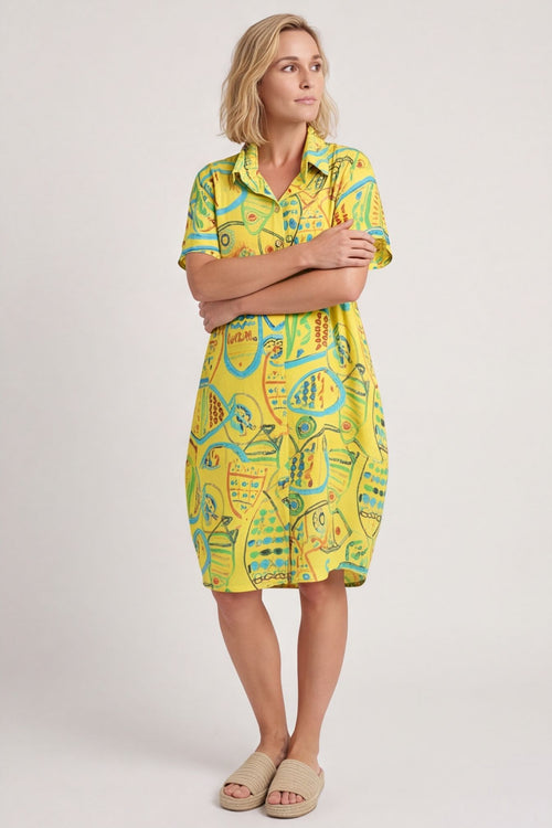 Naida Print Button Tunic Yellow – image 4 of 4