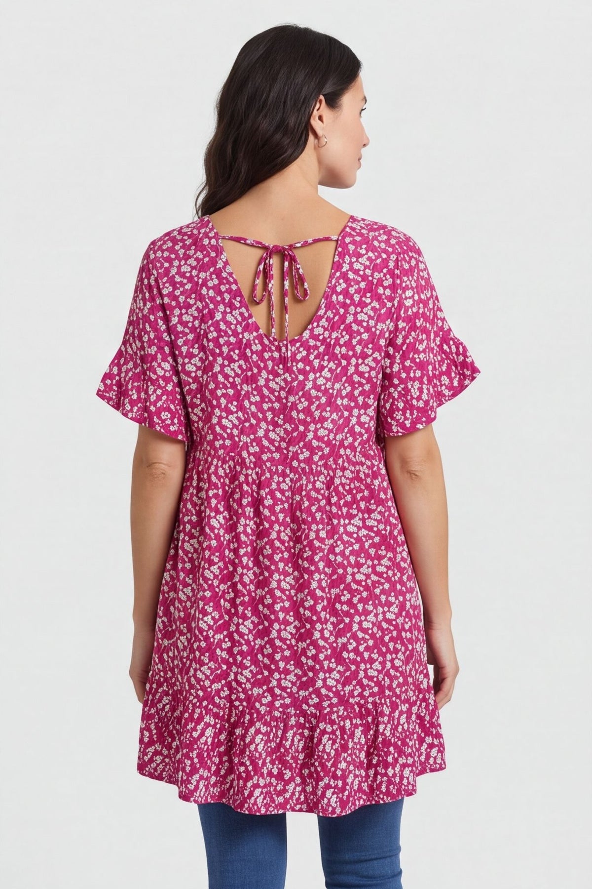 Pamber Ditsy Print Tunic Fuchsia – image 4 of 5