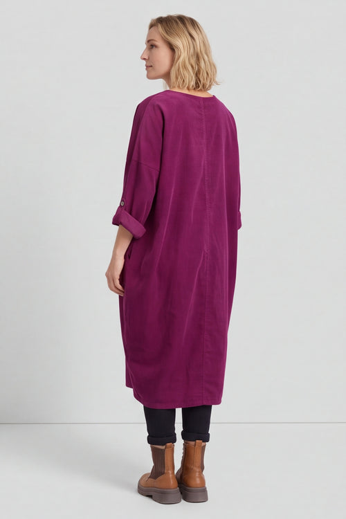 Dinah V-Neck Needlecord Dress Burgundy – image 5 of 6