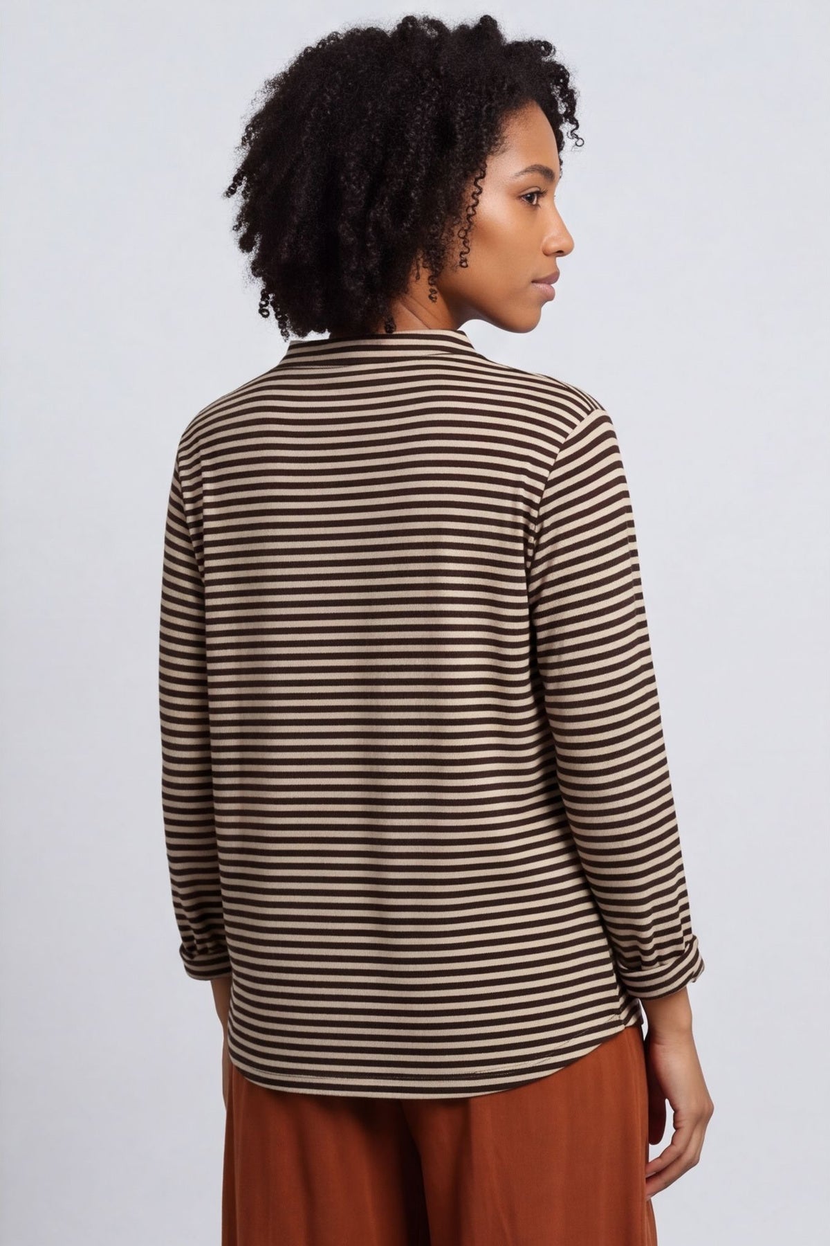 Lyssa Cowl Neck Stripe Top Cocoa – image 5 of 5