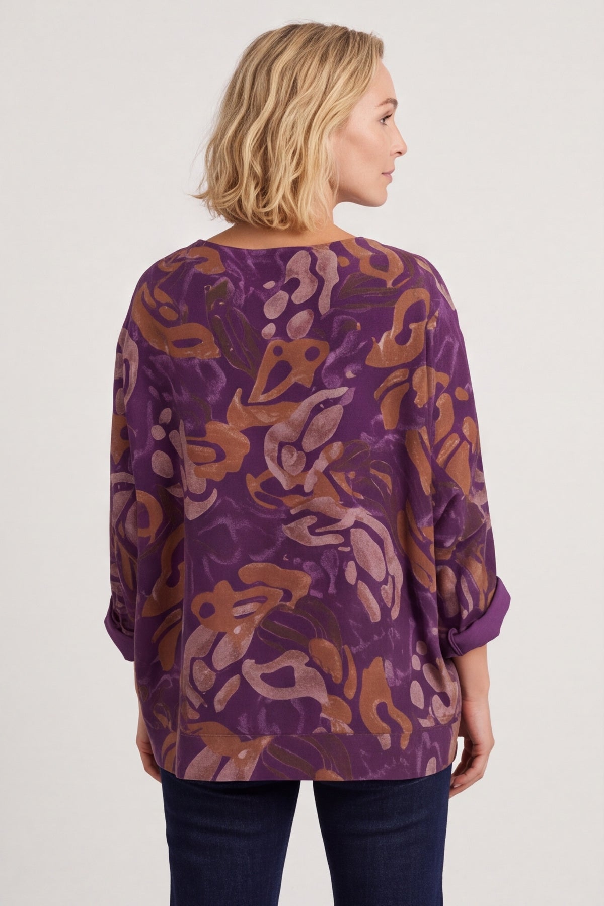 Doreen Print Needlecord Top Purple – image 5 of 6