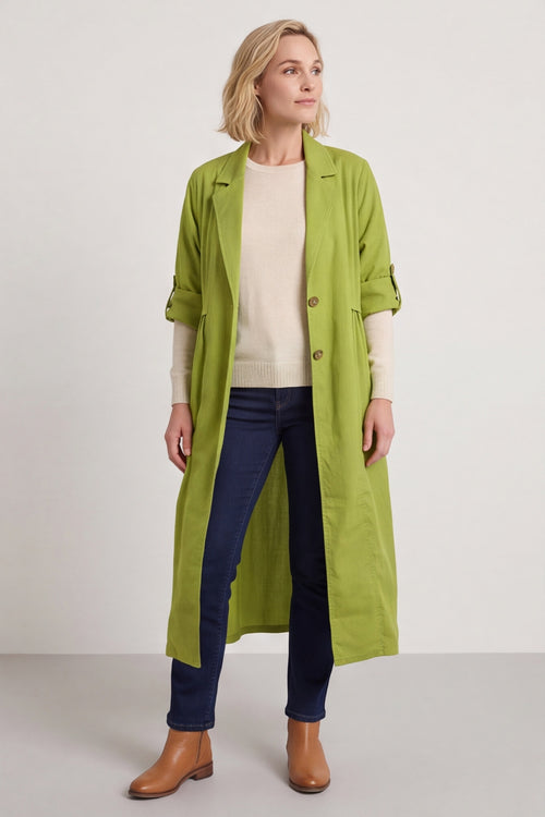 Meryl Long Cotton Jacket Olive – image 3 of 4