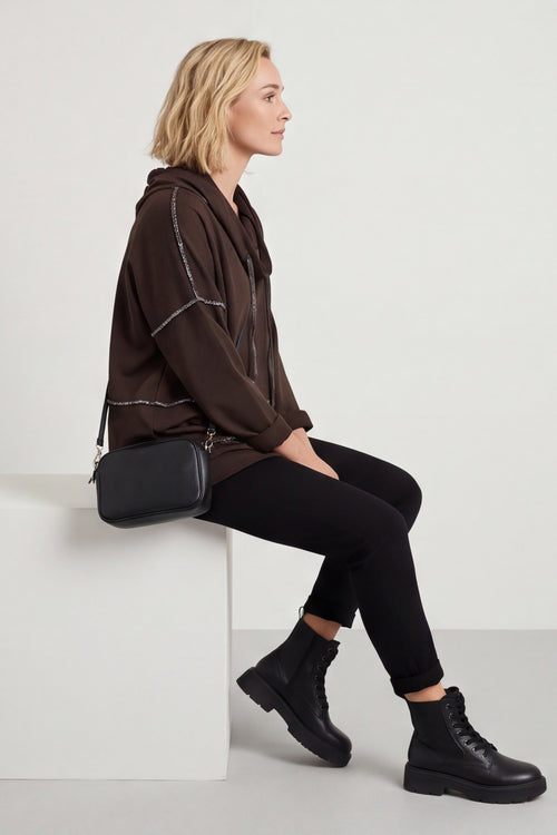 Clarina Cowl Neck Cotton Top Cocoa – image 5 of 6