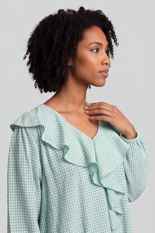 Sophronia Gingham Cotton Tunic Green – image 5 of 6
