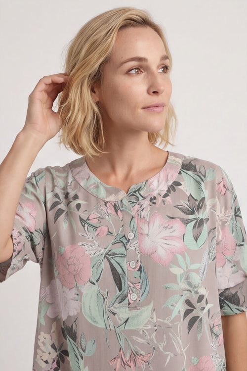 Mavis Floral Linen Dress Mocha – image 5 of 6
