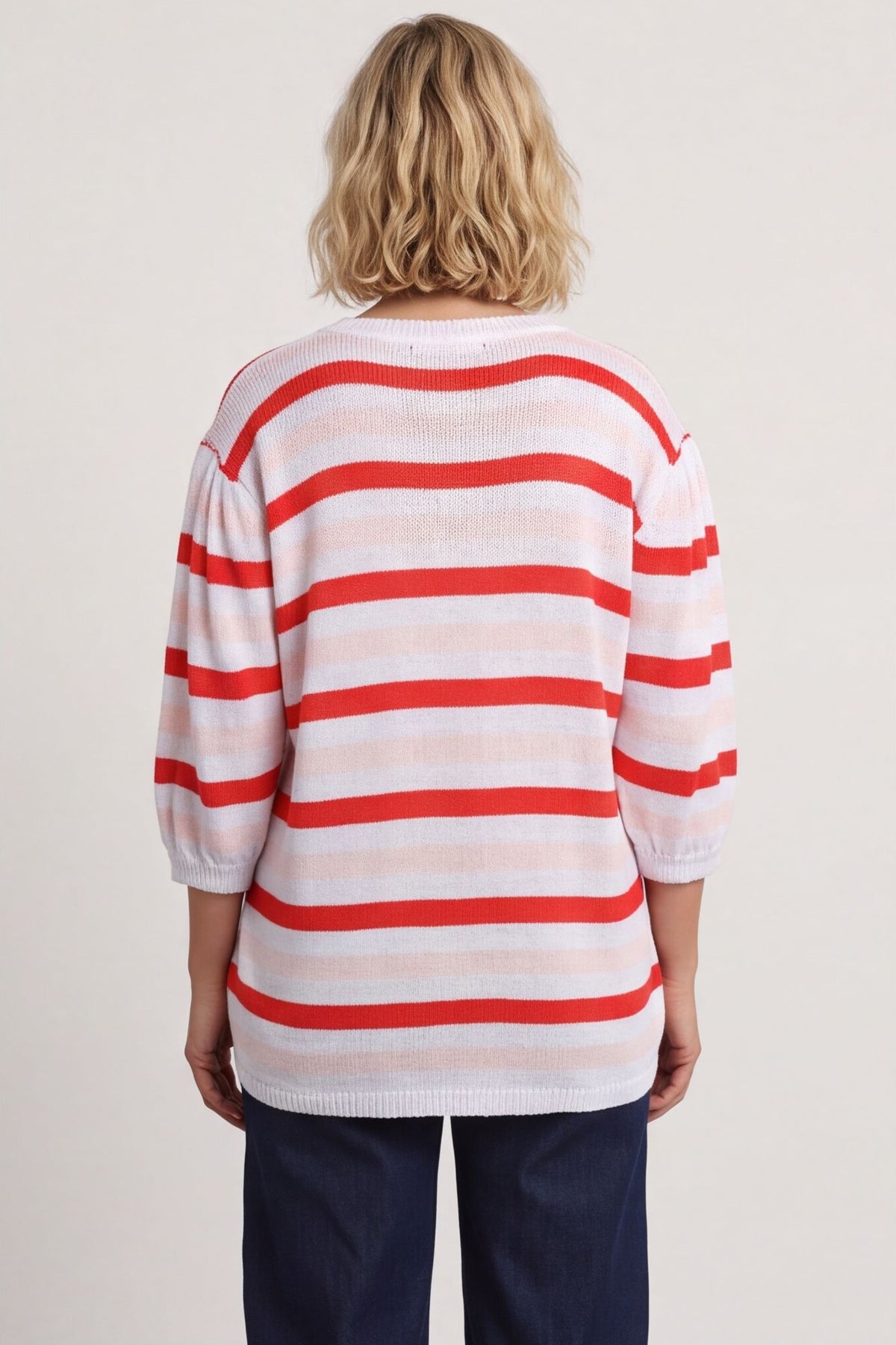 Gladys Stripe Knit Cotton Top Red – image 5 of 6
