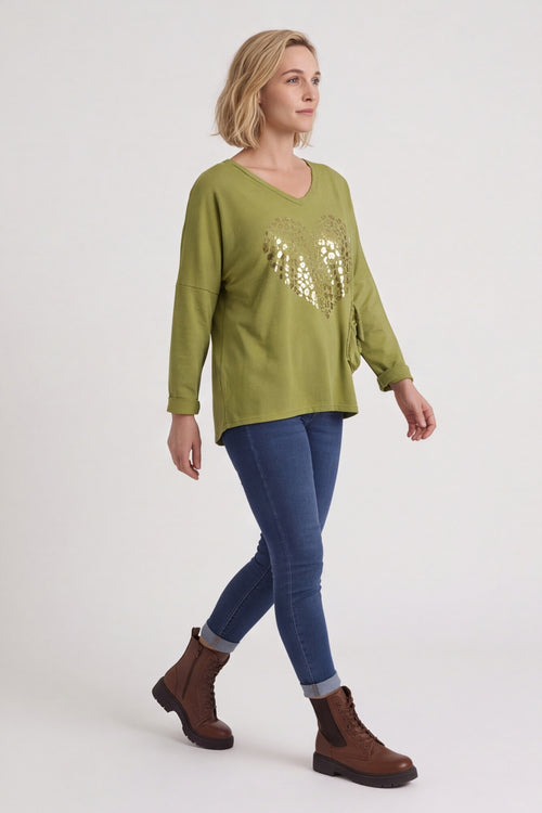 Cherie Heart Cotton Top Green – image 3 of 3