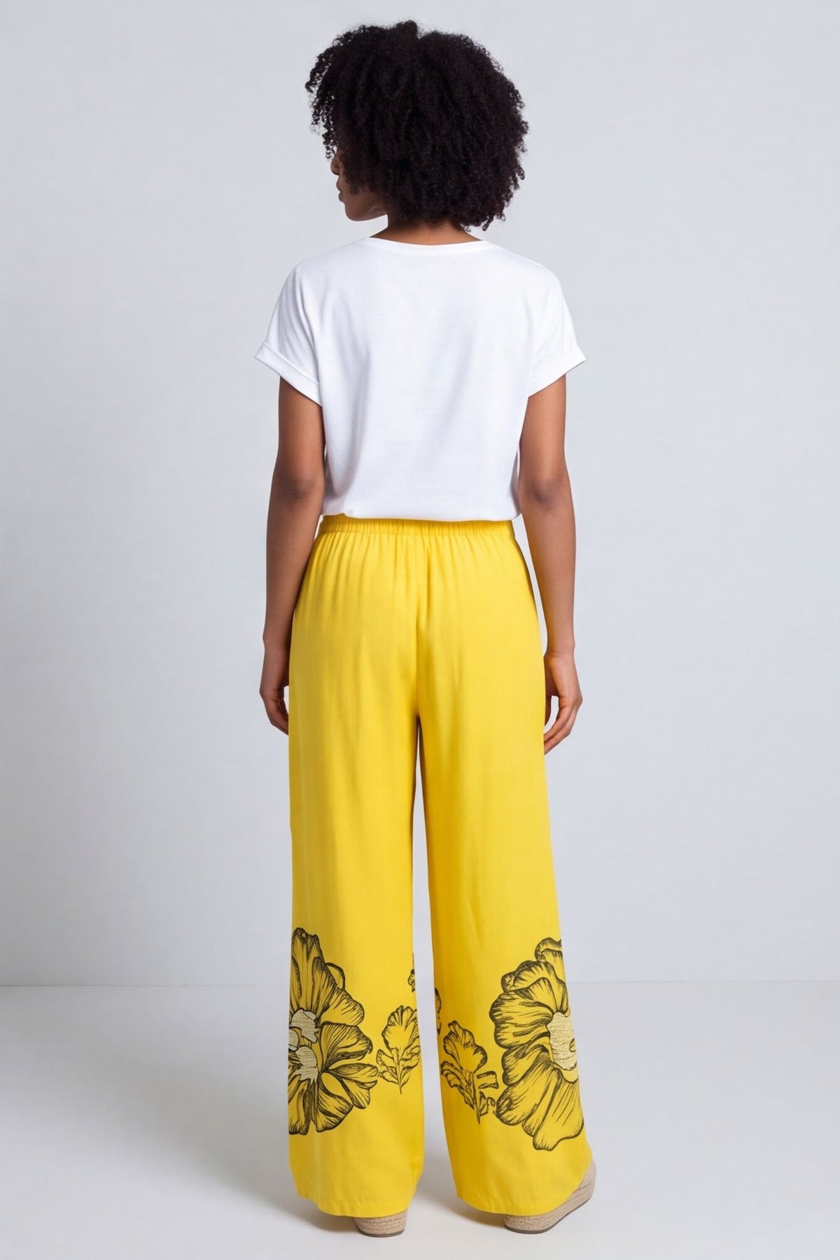 Aksana Flower Wide Leg Trousers Yellow – image 5 of 6