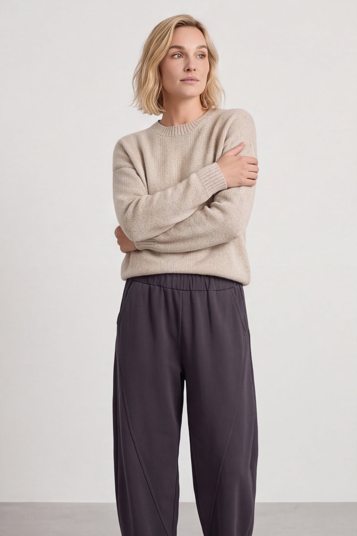 Yasmina Cropped Cotton Trousers Charcoal – image 3 of 4