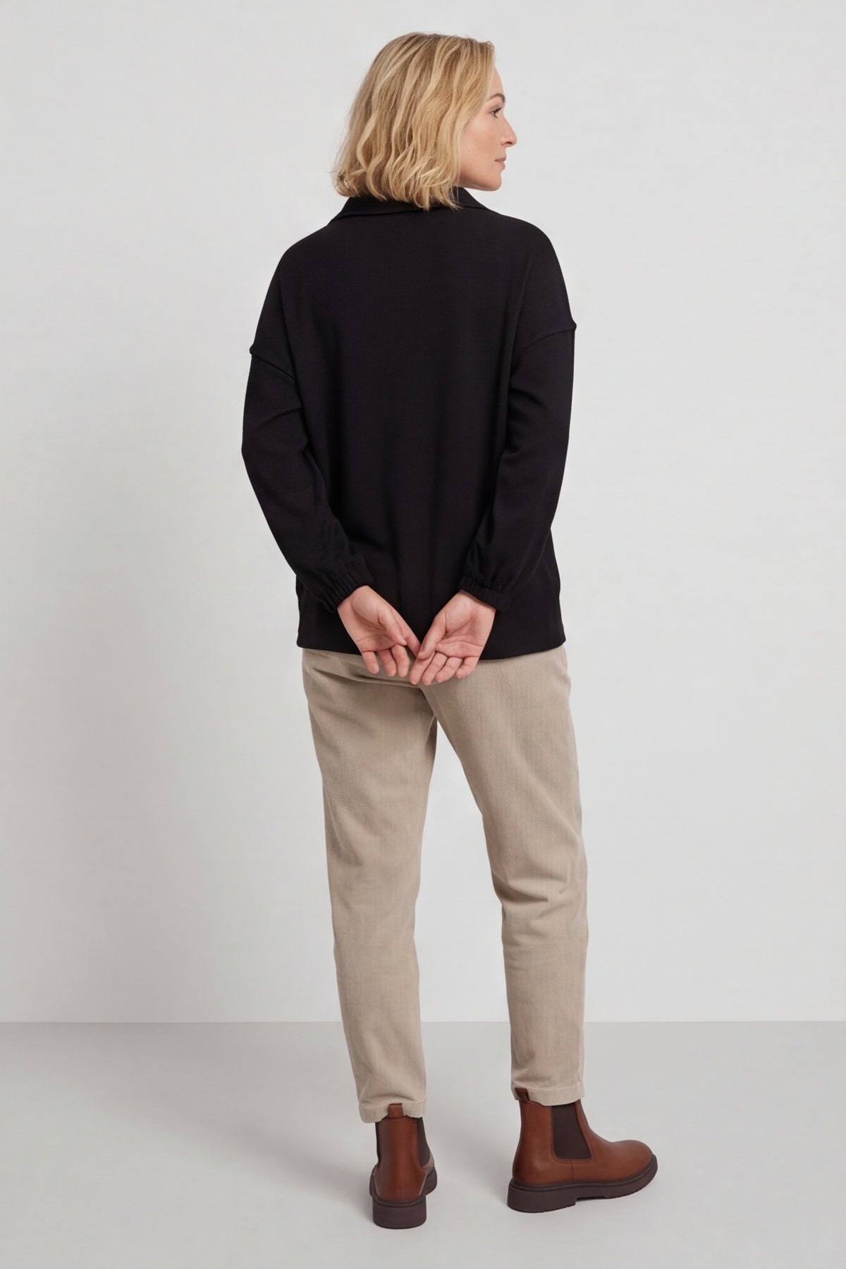 Sybil Button Cotton Sweatshirt Black – image 3 of 3