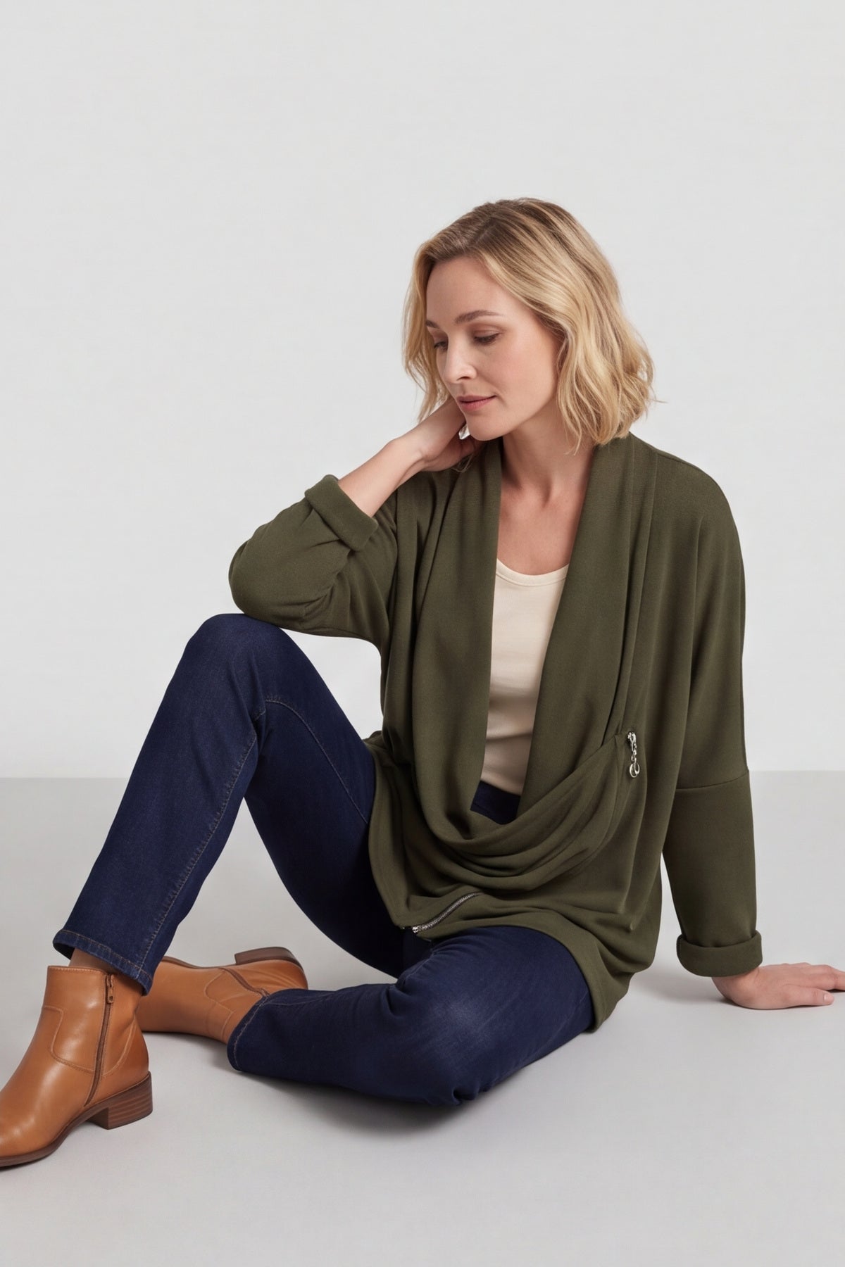 Floella Zip Cotton Jacket Khaki – image 5 of 6