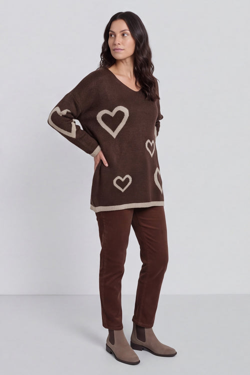 Milena Heart Knitted Jumper Cocoa – image 4 of 4