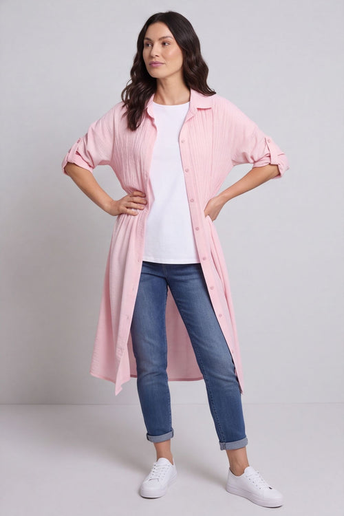 Emersyn Crinkle Shirt Dress Pink – image 3 of 4