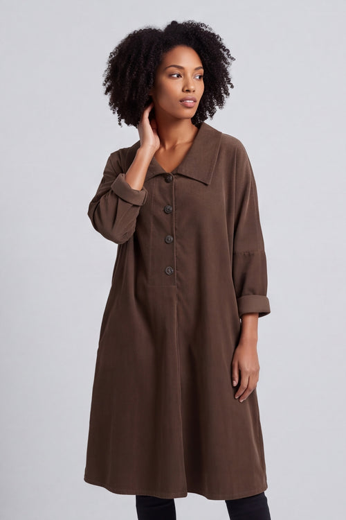 Amina Needlecord Dress Cocoa – image 5 of 6