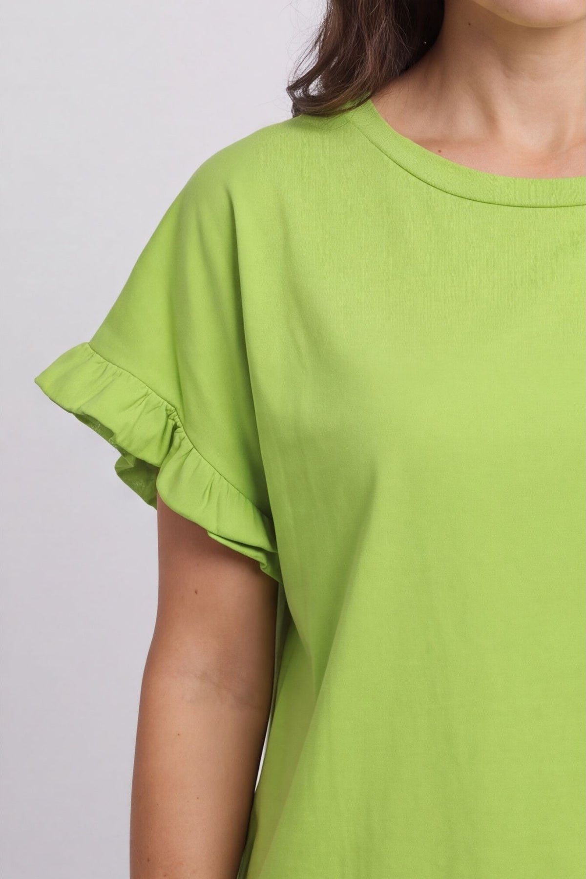 Summerleaze Frill Sleeve Cotton Top Olive – image 3 of 4