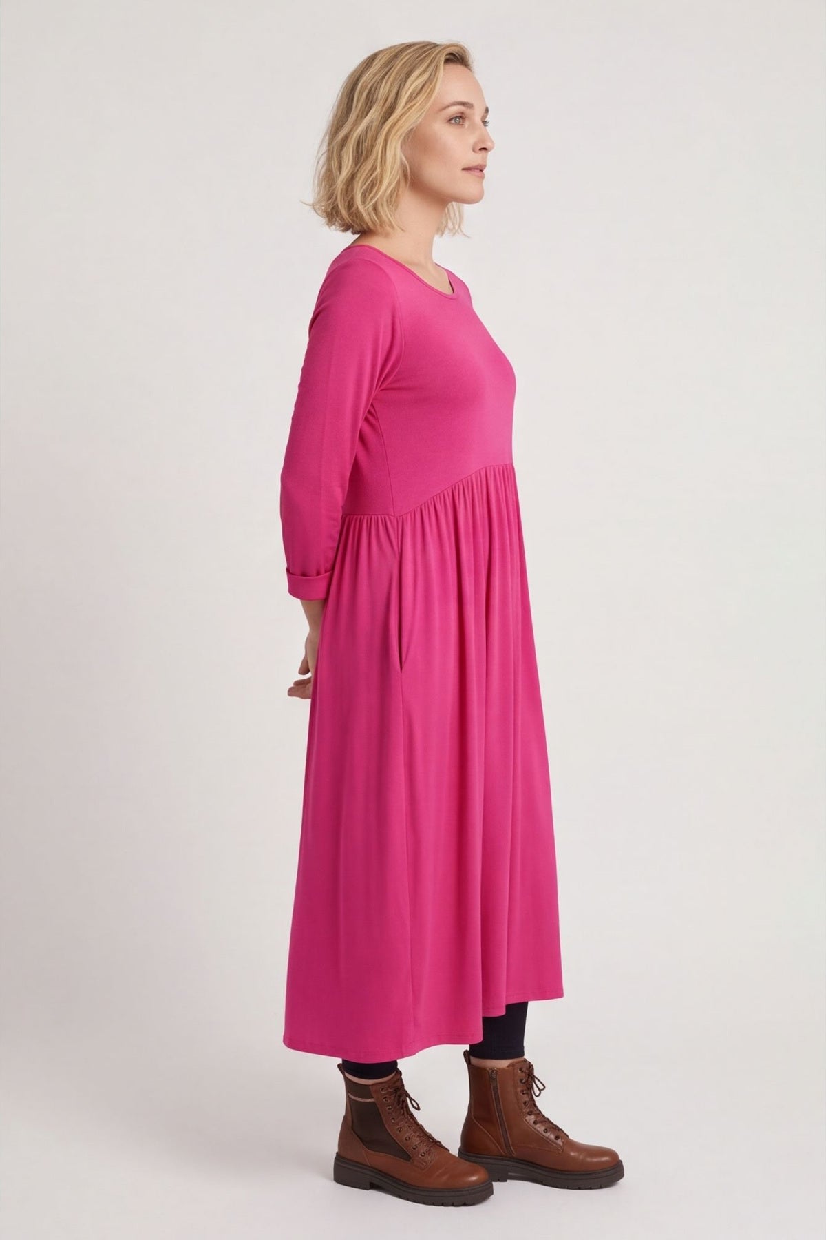 Kylie Long Sleeve Dress Fuchsia – image 4 of 5