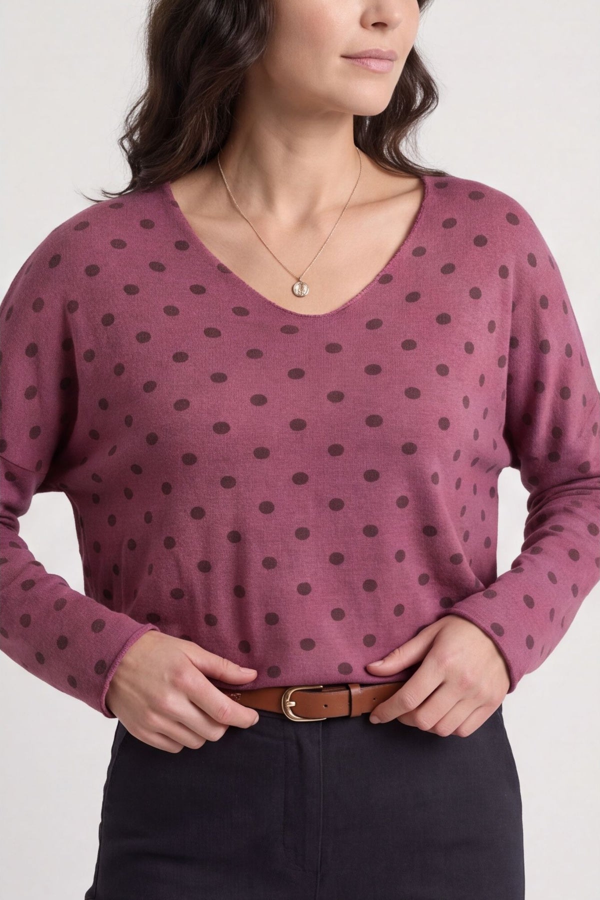 Lola Relaxed Polka Dot V-Neck Top – image 4 of 5