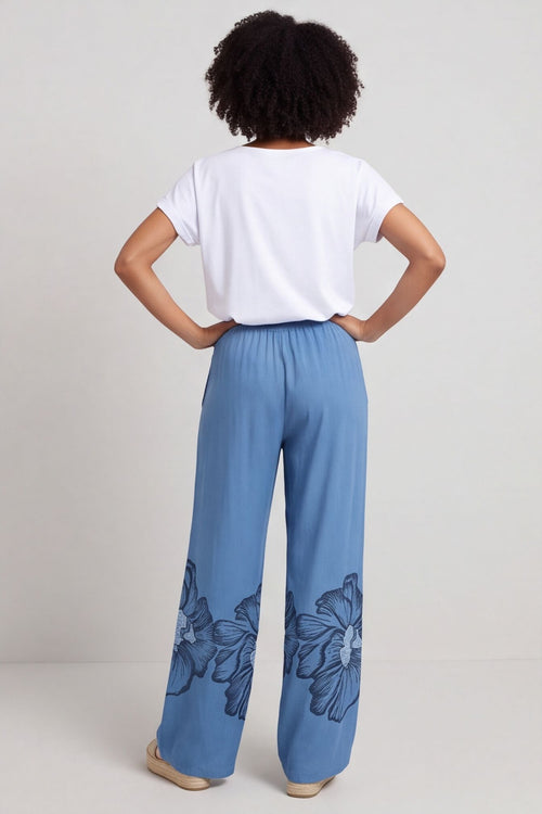 Aksana Flower Wide Leg Trousers Blue – image 5 of 6