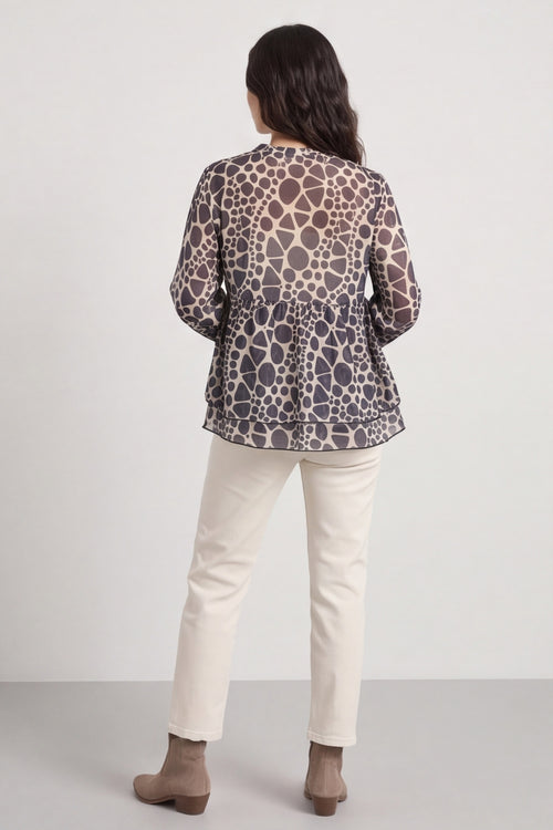 Edith Print Tie Front Top Charcoal – image 5 of 6