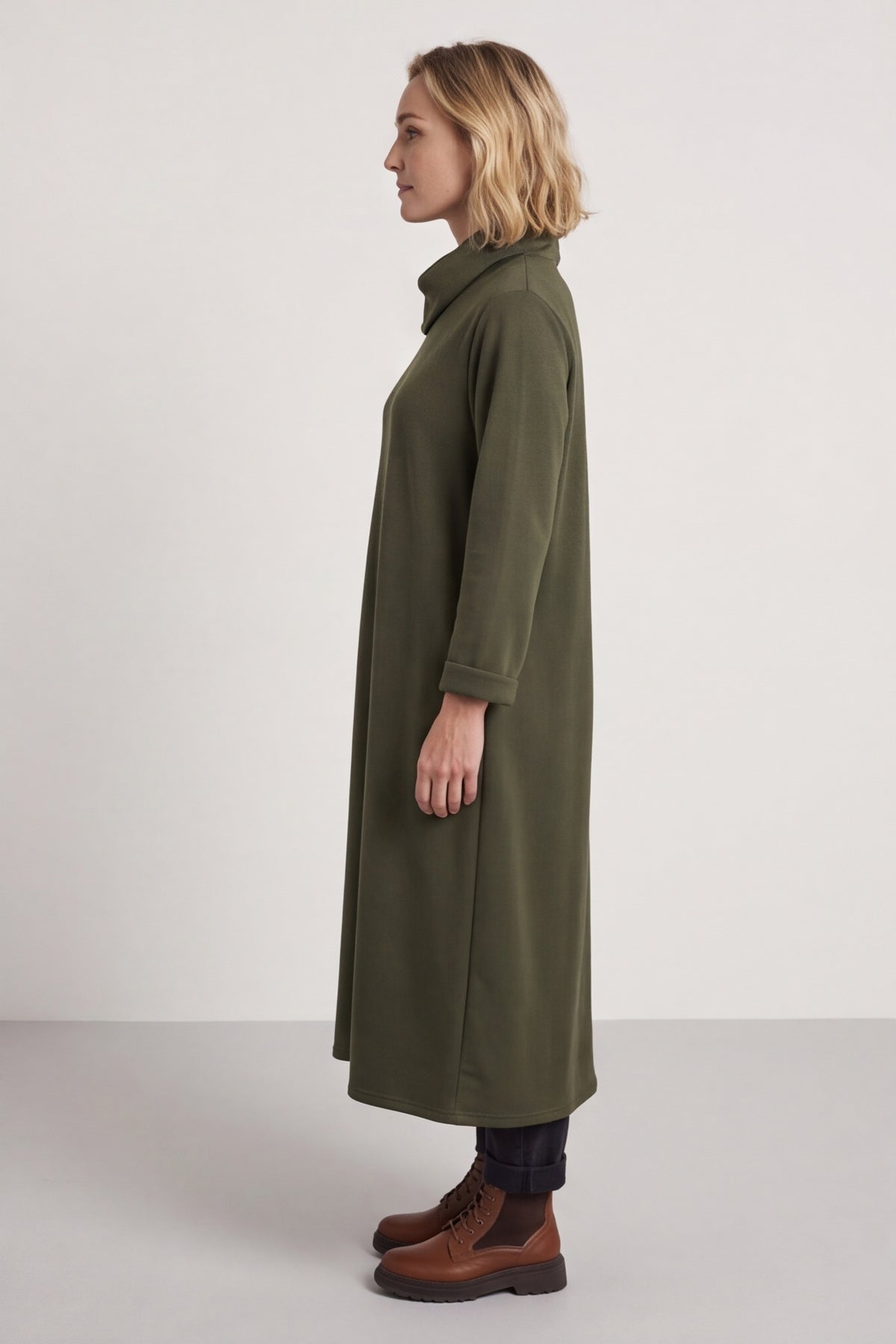 Wanda Zip Polo Cotton Dress Khaki – image 6 of 6