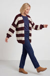 Kennedy Stripe Knitted Cardigan Wine – image 6 of 6