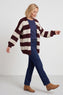 Kennedy Stripe Knitted Cardigan Wine – image 6 of 6