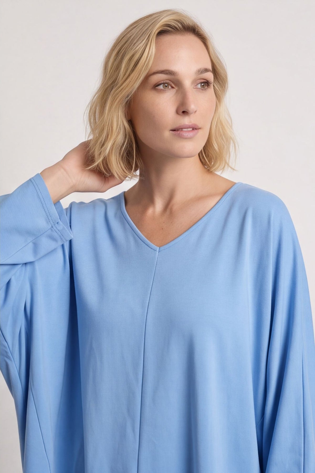 Annabelle V-Neck Cotton Top Powder Blue – image 5 of 5