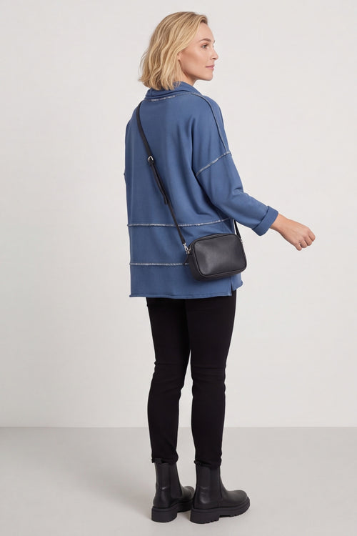 Clarina Cowl Neck Cotton Top Blue – image 6 of 6
