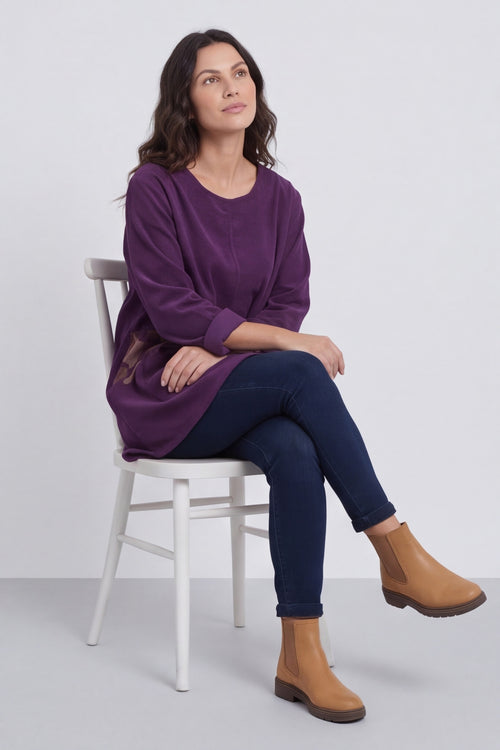 Berenice Print Detail Needlecord Top Purple – image 6 of 6