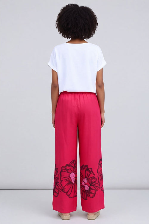 Aksana Flower Wide Leg Trousers Hot Pink – image 6 of 6